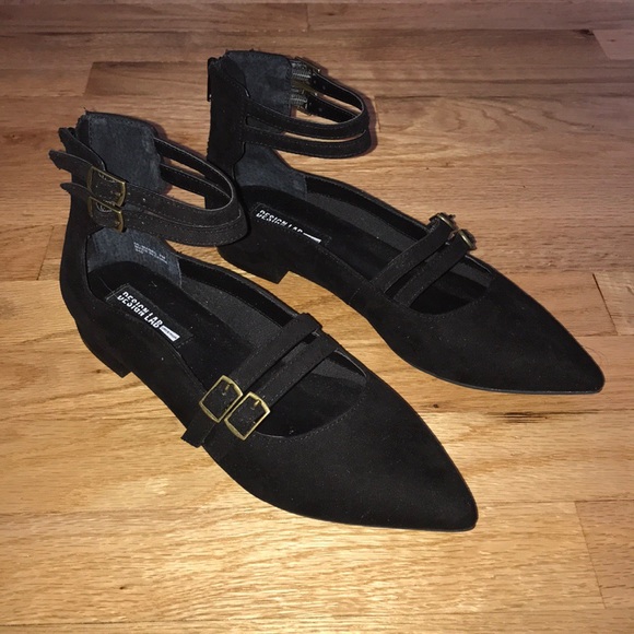 New Without Tags Pointed Toe Ankle Strap Flats - Picture 1 of 5
